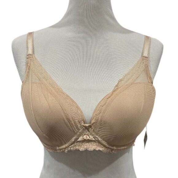 Chantelle Parisian Allure Plunge T-Shirt Bra - Nude Sand 38C NWT - Picture 1 of 7